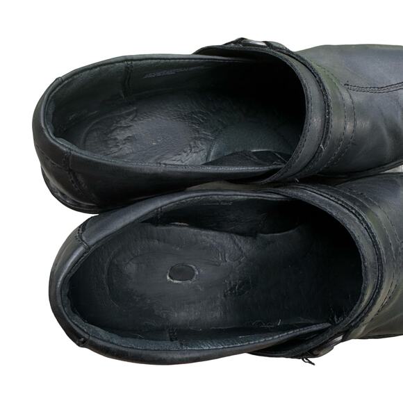 Born Black Leather Heeled Clogs Booties Size 8.5 Women’s Comfort Slip-On Mules - Picture 7 of 10